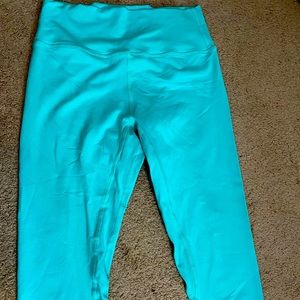 Bright blue workout capris